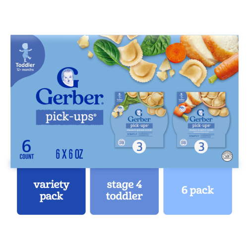 Gerber Toddler Food, Ravioli Multipack, Gerber Pick-Ups, Baby Led Feeding, Variety 6PK 2.25 lb.