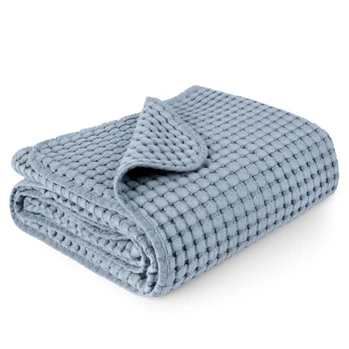 Konssy Waffle Baby Blanket - Soft & Cozy Nursery Swaddle Blanket, Lightweight Toddler Throw for Boys & Girls, Ideal for Wrapping(Blue)