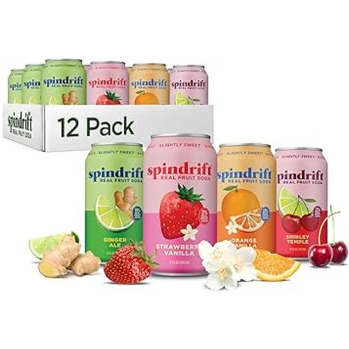 Spindrift Soda Variety Pack with Real Squeezed Fruit 12 Pack Case