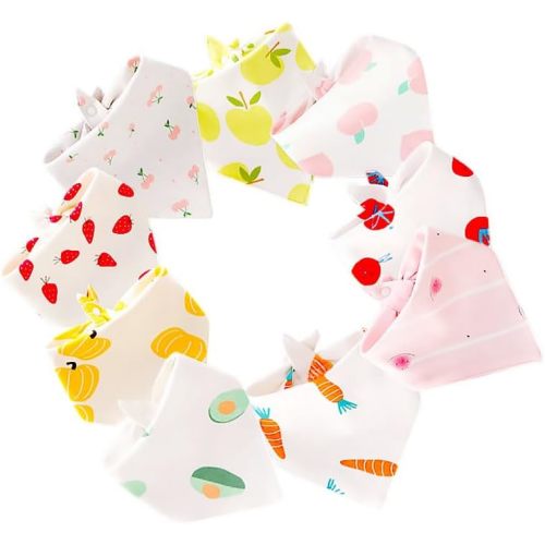 100% Cotton Baby Bandana Drool Bibs for Boy and Girl - 9 Pcs Baby Bibs for Drooling or Teething and Feeding