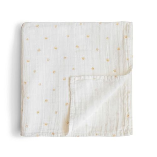 Mushie Organic Cotton Muslin Swaddle Blanket (47" x 47") in Crowns