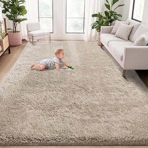 5x8 Area Rug for Living Room: Fluffy Shag Soft Washable Rugs Fuzzy Plush Indoor Carpet for Bedroom Nursery Playroom Dorm Kids Girls Boys Room (Camel, 5'x8')