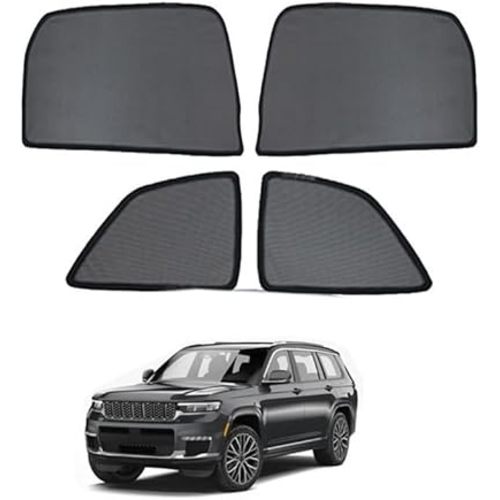 Car Sun Shade Side Window Shade for Grand Cherokee L 2021-2026 Baby UV Protection Magnetic Curtain Sunshade Auto Accessories Foldable(Rear+Triangular Window 4pcs)