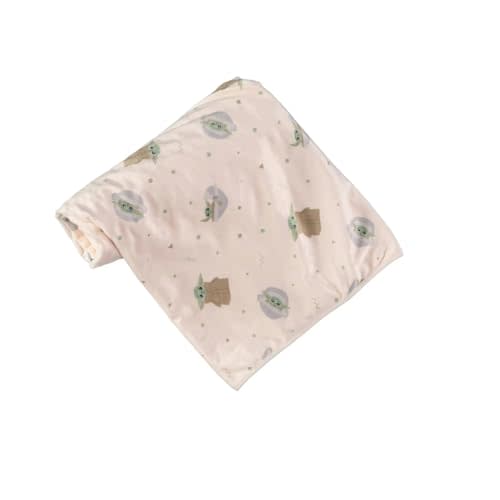 Star Wars Mandalorian Baby Unisex Plush Blanket – Baby Yoda Baby Gifts - Soft Baby Blankets (Off-White/Green, 0-12 Months)