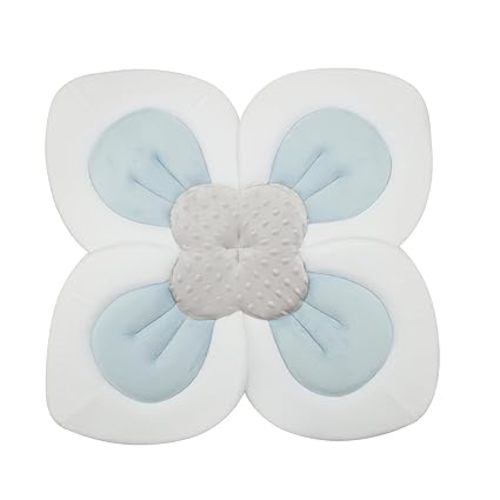 PandaEar Baby Bath Pad for Infant Newborn | Soft Flower Petals for Sink Bathtub Essentials Shower Gift (Blue)
