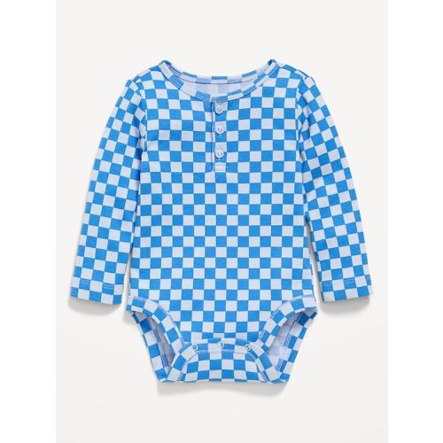 Printed Long-Sleeve Henley Bodysuit for Baby