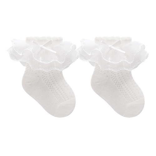 Gyujnb Baby Socks for Girls Boys Soft Double Layer Lace Trim Everyday Wear for Toddlers,Size:0-12 Months