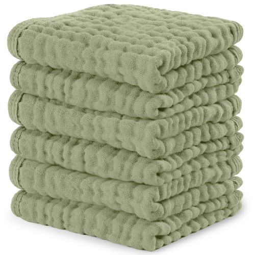 Muslin Washcloths in Sage – Comfy Cubs