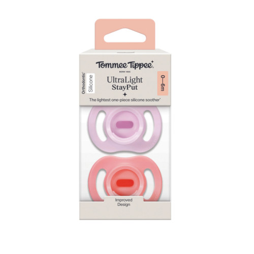 Tommee Tippee Ultra-Light Stayput Silicone Soother Assorted 0-6 Months 2 Pack