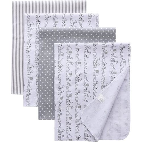 Gina Era Flannel Receiving Blankets, Baby Swaddle Blankets 100% Cotton 4 Pcs One Size 30 X 30 Inch for Baby Boy or Baby Girl (Style10)