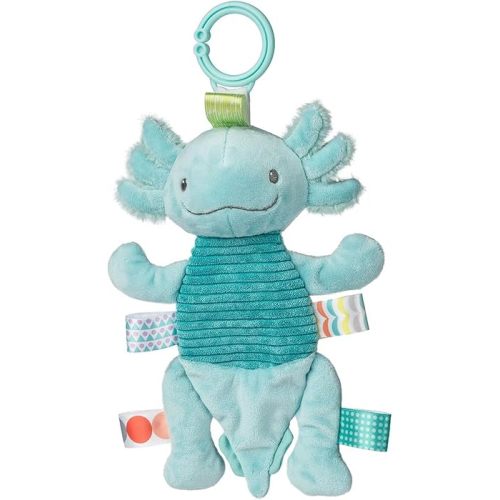 Taggies Baby Rattle with Crinkle Paper Activity Toy with Sensory Tags, 9-Inches, Fizzy Aqua Axolotl
