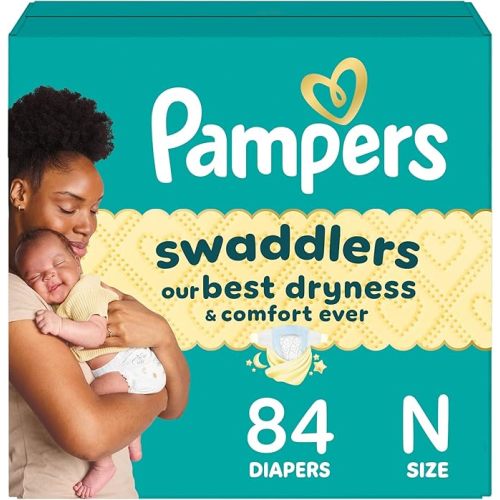 Pampers Baby Diapers - Swaddlers - Size 0, 84 Count, Ultra Absorbent Disposable Newborn Diaper