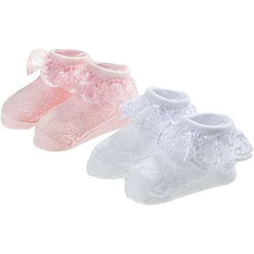 EPEIUS Baby-Girls Eyelet Frilly Lace Socks,Newborn/Infant/Toddler/Little Girls (Pack of 2/3/4/6)