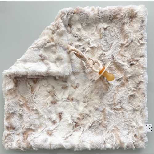 Minky Binky Buddy Lovey | Snowy Owl Natural Luxe Cuddle Mini Blanket | Infant Baby Minky Pacifier Lovie