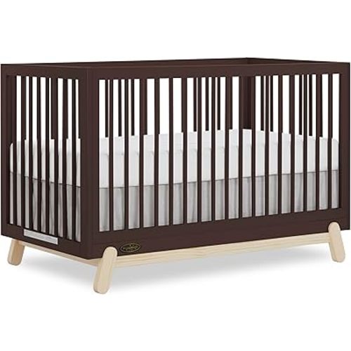 Dream On Me Hygge 5-in-1 Convertible Full-Size Baby Crib in Chocolate Chip and Voak, GreenGuard Gold & JPMA, Converts to Toddler, Day & Full-Size Bed, Adjustable Mattress Heights, Modern Nursery