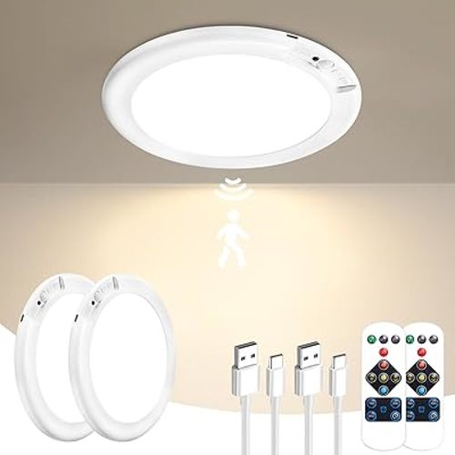 2 Pack Rechargeable Motion Sensor Ceiling Light, Wireless Closet Light