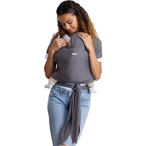 Moby Basics Baby Wrap Carrier for Newborns to Toddlers (8-33lbs), Infant Sling Carrier, Lightweight & Hands Free Design, Adjustable for All Body Types (Everyday Gray)