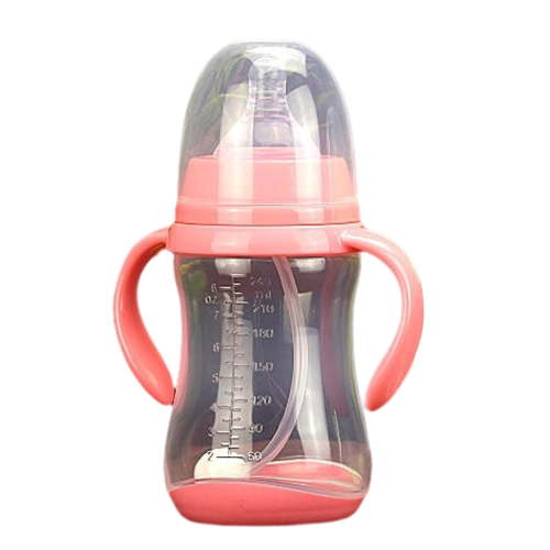 Clearance! Nomeni Sippy Cups Wide Caliber Pp Baby Bottle with Handle Anti Drop Anti Flatulence Plastic Baby Bottle 240Ml Glass&Bottle
