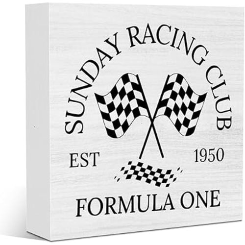 Funny Formula 1 Decoration for Home Racing Car Themed Decoration Sunday Racing Club Est 1950 FormulaOne Gifts for Nascar Racer Motorsport Lovers Athlete Coach Box Box Formula One 5 X 5 Inches