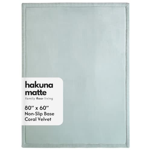 Hakuna Matte CloudSoft Baby Play Mat for Floor 60" x 80" Green | Coral Velvet Memory Foam Rug for Crawling & Cozy Play – Non-Slip, Water-Resistant, Easy-CareTummy Time Mat