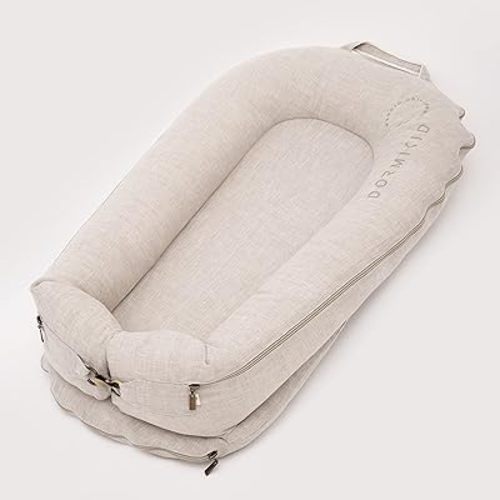 Linen Cover Deluxe+ for Docks • 100% Organic Premium Quality Oeko-TEX Standard • Pure Breathable Replacement Soft Cover with Embroidery • Deluxe Plus • Cover Only • (Natur Linen)