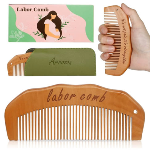 Arrozon Birth Comb for Women Labor, New Mom Gifts Wooden Labor comb Natural Labor and Delivery Essentials,Birthing Comb Hospital Bag Must Haves for Pregnant Mom
