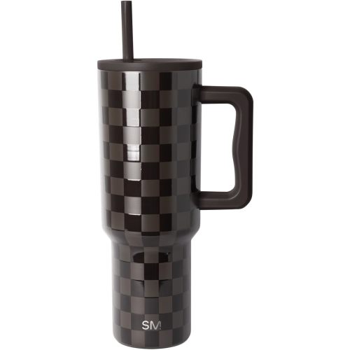 Simple Modern Tumbler with Handle and Straw | 40oz | Checkered
