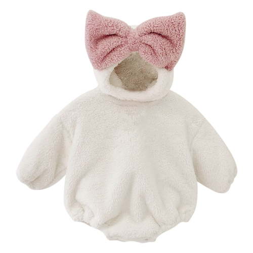 XDZJLR Baby Onesie Infant Autumn Winter Long Sleeve Bowhooded Newborn Bodysuits Outfit White 3-6 Months