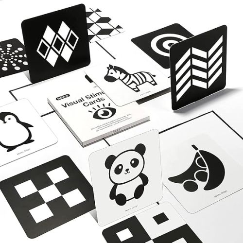 beiens High Contrast Baby Flashcards, Black White Color Newborn Brain Development Toys, Visual Stimulation Learning Activity Cards, Educational Infants Gift (Black & White(for 0-3 Months))