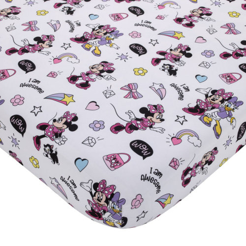 Disney NoJo Disney Minnie Mouse I am Awesome 2 Piece Fitted Crib Sheets | Wayfair
