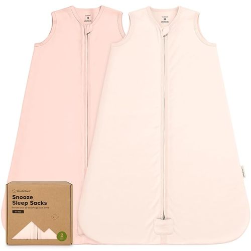 2-Pack Baby Sleep Sacks, Zipper Wearable Blanket - 0.5TOG Organic Cotton,Lightweight,Soft Cozy Toddler Sleeping Sack 6-12 months,Easy to Wear Large Newborn Transition Swaddles Sleepsacks(Mist Rose, M)