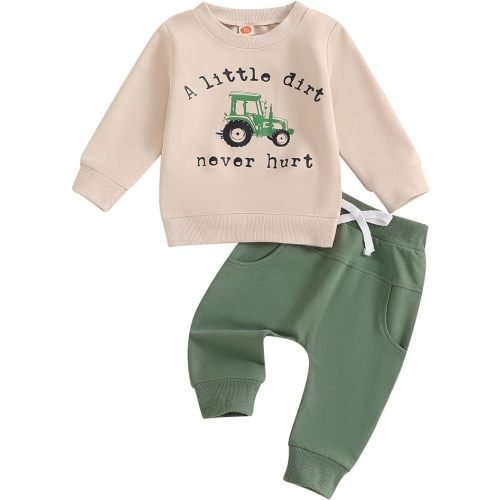 Toddler Baby Boy Clothes Crewneck Sweatshirt Long Sleeve Letter Print Shirt with Pants Cute Fall Winter Outfits
