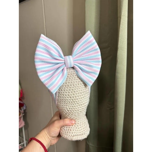 Newborn Hospital Stripe Headwrap, Baby Girl Bow, Newborn Headband, Coming Home Outfit, Nylon Baby Bow, Infant Headwrap