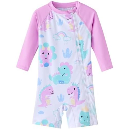 UMELOK Baby Girl Swimsuit One Piece Rashguard Swimwear with Zipper UPF 50+ Sun Protection Infant Bathing Suit