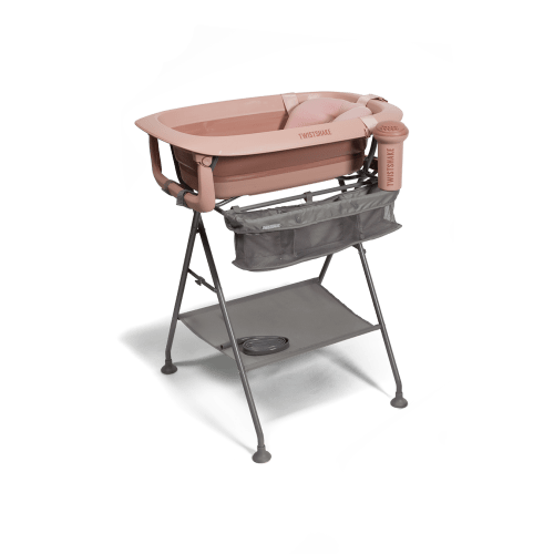 Luxury Bath Kit Faded Pink - Foldable baby bathtub with bath stand