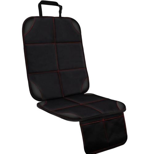 Car Seat Protector, Large Auto Protector for Child Seats with Thickest Padding and Non-Slip Backing Mesh Pockets for SUV, Sedan, Truck, Leather and Fabric - Black