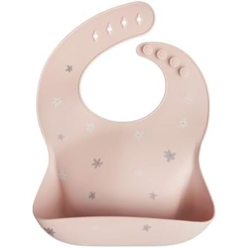 mushie Silicone Baby Bib | Adjustable Fit Waterproof Bibs (Daisy)