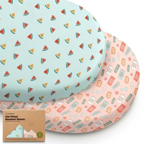 KeaBabies Bassinet Sheet for Baby Girls, Boys, 2-Pack Isla Fitted Bassinet Sheets, Bassinet Mattress Sheets (Beach Day)
