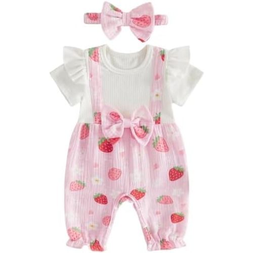 YINGISFITM Newborn Baby Girl Summer Clothes Short Sleeve Bubble Romper Bow Shorts Jumpsuit Infant Outfit 0 3 6 9 12 18 Months