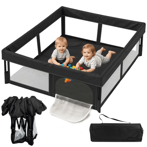 Foldable Baby Playpen, 50"×50" Portable Playpen, Babies and Toddlers Play Pen, Indoor & Outdoor Play Yard