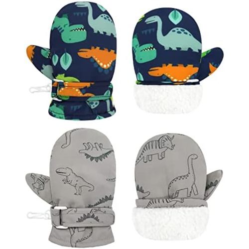 Sarfel 2 Pairs Toddler Gloves Waterproof Toddler Winter Mittens for Kids Snow Gloves Warm Baby Winter Mittens for Boys Girls