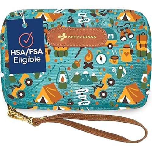 KeepGoing Travel First Aid Kit for Kids – 130 Pc. for Car, Home, Purse, Diaper Bag & Backpack with Latex-Free Bandages - Mini First Aid Kit Travel Size TSA-Approved