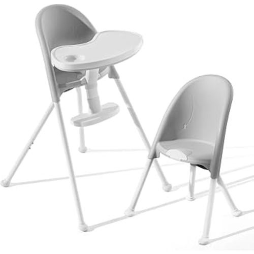 Funny Supply 3-in-1 Foldable High Chair, Portable & Convertible Baby High Chair, Modern Baby Feeding Chair with Removable Double Tray, Lightweight, Space-Saving Design, Easy to Clean, Gray