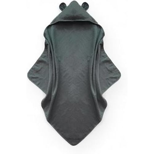 Organic Cotton Toddler Poncho Towel 33"x33" – Ultra-Soft Hooded Bath & Beach Towel with Bear Ears – Absorbent Kids Towel for Boys & Girls 0-5T, Premium for Pool, Bath & Travel (Grey)