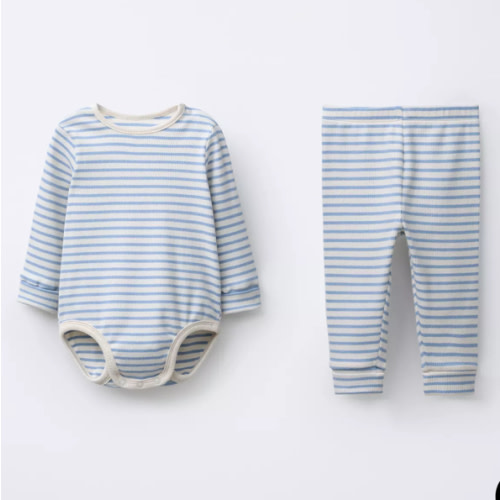 STRIPED BODYSUIT AND LEGGINGS SET - Light blue | ZARA 6-9 months