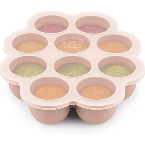 KeaBabies Silicone Food Freezer Trays with Lid, 2oz x 10 Pods Baby Food Storage Containers, Easy Puree Meal Prep, Breast Milk Silicone Freezer Molds, Dishwasher,Microwave Safe,BPA-Free Tray(Dusk)