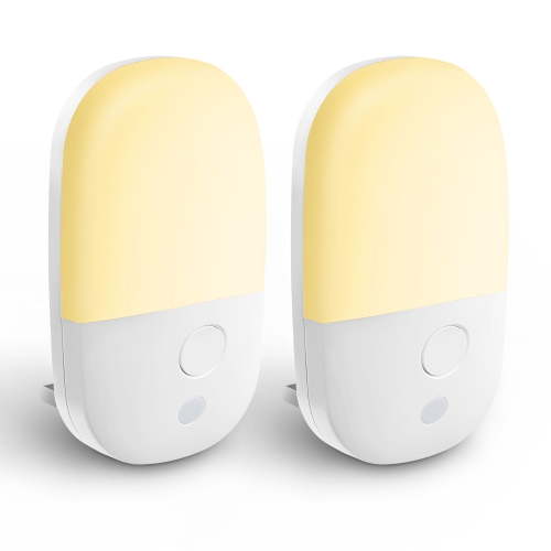 YOOVEE Plug-in Dimmable Night Light, LED Warm White, Adjustable Brightness, 2-Pack