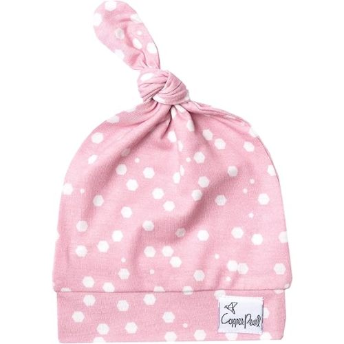 Copper Pearl Baby Beanie Hat Top Knot Stretchy Soft Lucy