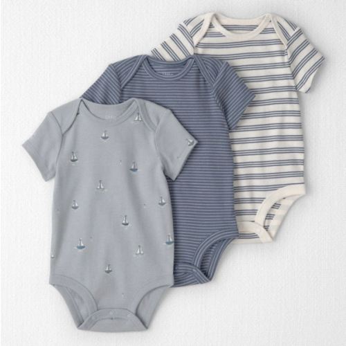 Baby 3-Pack Organic Cotton Bodysuits in Sail Away Print - Little Planet | Carter's