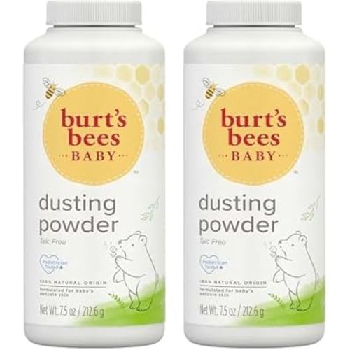 Burt's Bees Baby Dusting Powder, Talc Free and Hypoallergenic for Safe and Gentle Comfort, 100% Natural Origin, Pediatrician Tested, 7.5 Oz (Pack of 2)